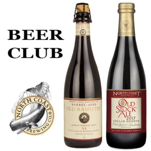 Beer club bottles and NCBC whale logo