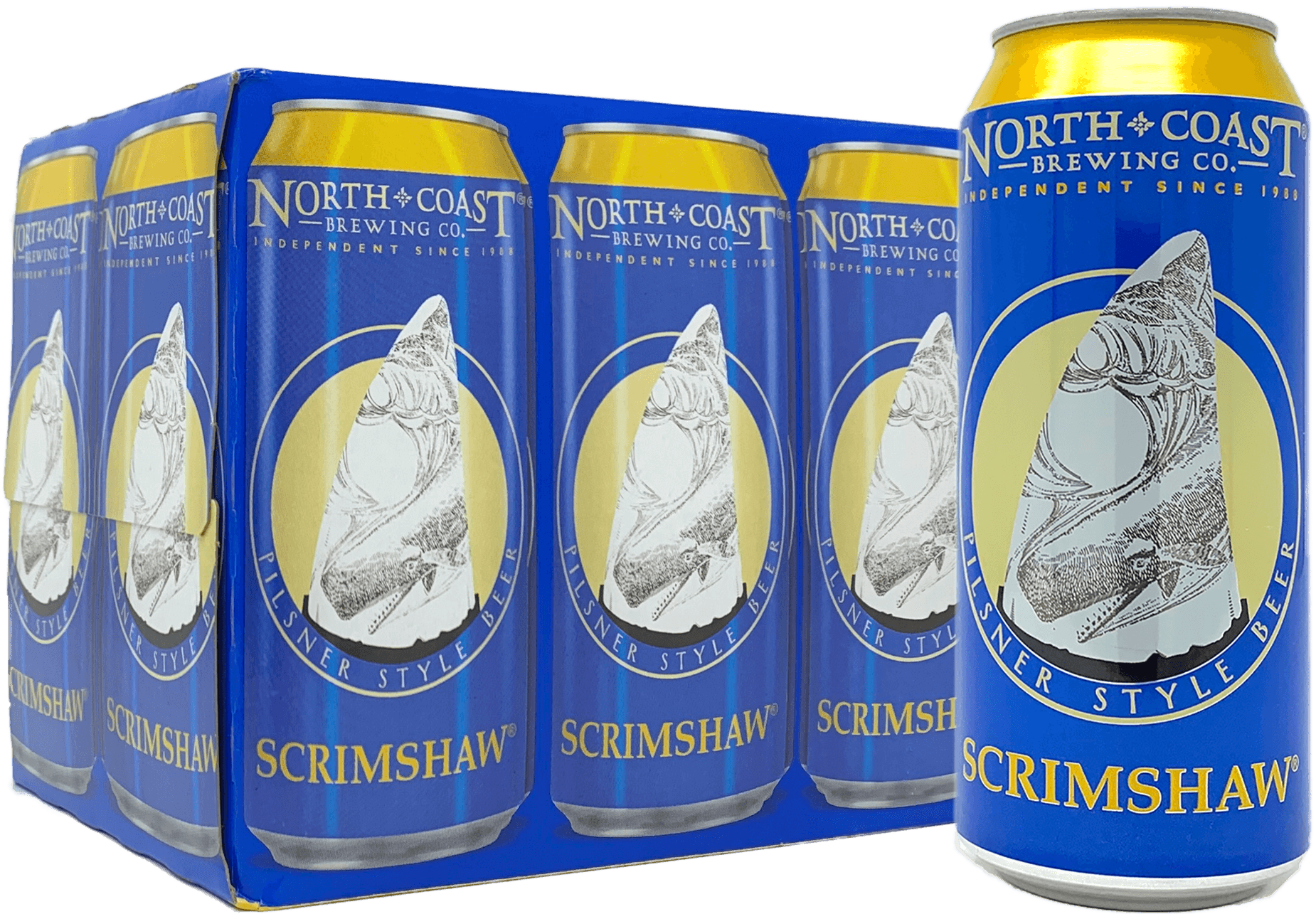 Scrimshaw Pilsner-style 16oz Can and 6-pack