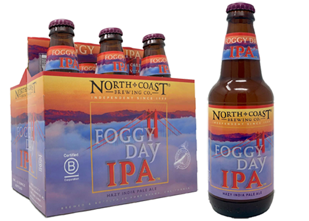 Foggy Day IPA 12 oz bottle and 6 pack