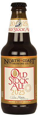 Twelve ounce glass bottle of North Coast Brewing Old Stock Ale