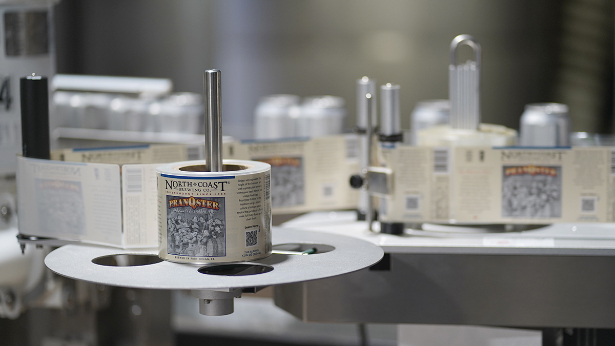 PranQster labels on the new North Coast Brewing canning line.